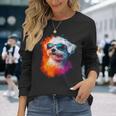 マルチーズ 犬 グラフィック ペット イラスト サングラス マルチーズ 長袖Tシャツ 彼女への贈り物