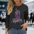 マーライオンのお土産デザインのシンガポールシティスカイライン 長袖Tシャツ 彼女への贈り物