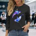 ラブリーなシャチのカップル陰陽スイムアートデザイン 長袖Tシャツ 彼女への贈り物