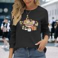 ラーメン寿司パグ犬 長袖Tシャツ 彼女への贈り物