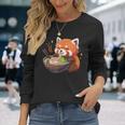 レッサーパンダ ラーメン かわいいレッサーパンダ 長袖Tシャツ 彼女への贈り物