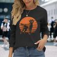 レトロ デザイン カーリー コーテッド レトリバー犬 長袖Tシャツ 彼女への贈り物