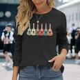 レトロな色のウクレレ ギター デザイン楽器 長袖Tシャツ 彼女への贈り物