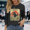 レトロキャットジラtシャツ 陽気な子猫と猫のビンテージポスター 長袖Tシャツ 彼女への贈り物