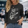 ロック・キャット I ギターを弾く猫 長袖Tシャツ 彼女への贈り物