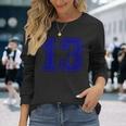ヴィンテージナンバー 13 スポーツブルー代表チームナンバー 13 長袖Tシャツ 彼女への贈り物