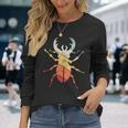 ヴィンテージレトロ カブトムシと昆虫昆虫学者ギフト カブトムシ 長袖Tシャツ 彼女への贈り物