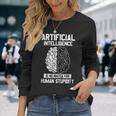 人工知能マッチ 人間の愚かさ Ai Tech ジョーク 長袖Tシャツ 彼女への贈り物