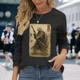 侍亀 日本美術 亀 武士道刀 長袖Tシャツ 彼女への贈り物