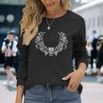 北欧のレイヴン スカルエンブレム 軸付き ルーンスタイル アートワーク アイコン 長袖Tシャツ 彼女への贈り物