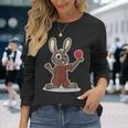 卓球選手 卓球をするかわいいうさぎさん 長袖Tシャツ 彼女への贈り物