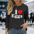 卵が大好き I ハートの卵 長袖Tシャツ 彼女への贈り物
