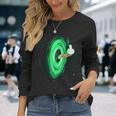 可愛いお笑い猫 背中に中指付き 長袖Tシャツ 彼女への贈り物