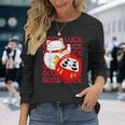 招き猫 招き猫だるま Kawaii Good Luck 長袖Tシャツ 彼女への贈り物