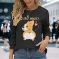 推測？コーギーお尻面白いウェールズコーギー 長袖Tシャツ 彼女への贈り物