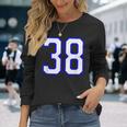 数字 38 Thirty Eight スポーツジャージ ホワイト ブルー 誕生日年齢 長袖Tシャツ 彼女への贈り物