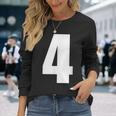 数字 四 数字 4 プレーン 白 数字 長袖Tシャツ 彼女への贈り物