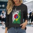 日本とブラジルの国旗 日本ブラジル人 長袖Tシャツ 彼女への贈り物