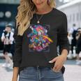浮世絵シリーズ 踊る猫芸妓 サバトラ 長袖Tシャツ 彼女への贈り物