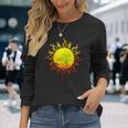 燃える太陽 トライバル タトゥー 宇宙 宇宙 長袖Tシャツ 彼女への贈り物
