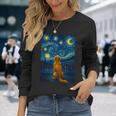 犬 天体観測 ゴッホ 夜空 ゴールデンレトリバー ラブラドール 長袖tシャツ 長袖Tシャツ 彼女への贈り物