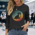 狆犬のレトロなデザイン 長袖Tシャツ 彼女への贈り物