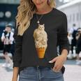 猫 アイスクリーム かわいい ペット 子猫好き 猫 夏 バイブ 長袖Tシャツ 彼女への贈り物