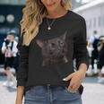猫 黒 ミーム 解離 面白い インターネット ギフト 長袖Tシャツ 彼女への贈り物
