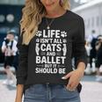 猫とバレエ バレリーナ おもしろバレエ 長袖Tシャツ 彼女への贈り物