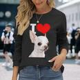 白いチワワ犬が大好き 長袖Tシャツ 彼女への贈り物