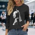 真珠のイヤリング ターバン ヨハネス・フェルメール モノクロの少女 長袖Tシャツ 彼女への贈り物