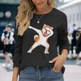 秋田 犬 踊る 面白い 長袖Tシャツ 彼女への贈り物