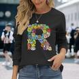 英文字 R アルファベット R 名前 イニシャル モノグラム シャツ 長袖Tシャツ 彼女への贈り物