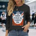 落ち着いてキャリー・オン・ユニオンジャック 長袖Tシャツ 彼女への贈り物