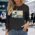 葛飾北斎作 大波 長袖Tシャツ 彼女への贈り物