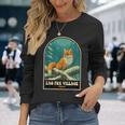 蔵王キツネ村 日本 – ヴィンテージ雪に覆われたキツネアート 長袖Tシャツ 彼女への贈り物