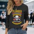 配管レンチクールビンテージスカル配管工 長袖Tシャツ 彼女への贈り物