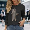 面白い ハッピーキャット ミーム キュート トレンド 長袖Tシャツ 彼女への贈り物