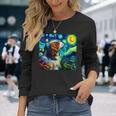 面白いtシャツ 犬 キャバリア ゴッホ 星月夜 わんこ メンズ おもしろ グッズ 服 かわいい 長袖Tシャツ 彼女への贈り物