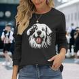 面白いグレート ピレニーズの顔の犬のグラフィック デザイン 長袖Tシャツ 彼女への贈り物