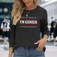 面白いテキストユーモアかっこいい私は天才です 長袖Tシャツ 彼女への贈り物