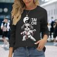 面白い太極拳犬格闘技陰陽クールな子犬のポーズ 長袖Tシャツ 彼女への贈り物