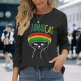 面白い猫 ユーモア ラスタ Jamaicat ジャマイカ 旗 かっこいい 男 猫 長袖Tシャツ 彼女への贈り物