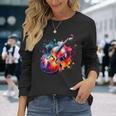 鮮やかなコントラバス アートワーク 長袖Tシャツ 彼女への贈り物