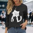 黒猫と白猫 長袖Tシャツ 彼女への贈り物