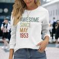 1953年5月以来素晴らしい誕生日。面白いレトロ。 長袖Tシャツ 彼女への贈り物
