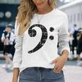 Bass Clef ビンテージブラック左 ベースプレイヤー 長袖tシャツ 長袖Tシャツ 彼女への贈り物