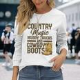 Country Music マディトラックとカウボーイブーツ ウェスタンusa 長袖Tシャツ 彼女への贈り物