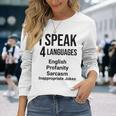 Ipeak 4 Languages おもしろ英語文法先生 長袖Tシャツ 彼女への贈り物