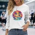 Los Angeles California、サーフィンサーフボードレトロ 長袖Tシャツ 彼女への贈り物